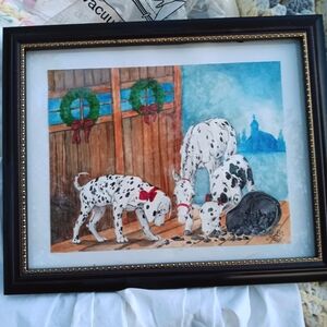 Artist signed Watercolor of farm animals 10x12"